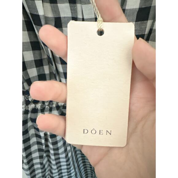 DÔEN Leslie tie-detailed smocked gingham voile midi dress M - Picture 10 of 13